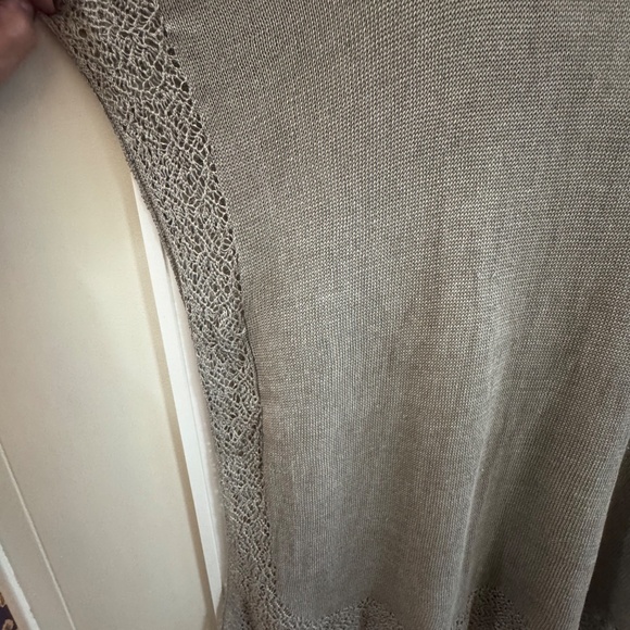 NWT Eileen Fisher stone grey linen Delave Jersey Lace Trim M Tunic Sweater Top - Picture 4 of 4